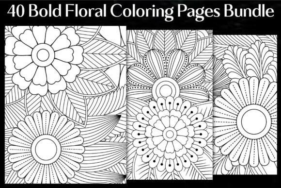 Download Bold Floral Coloring Pages Bundle - Premium Resources