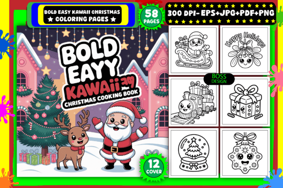 Download Bold Easy Kawaii Christmas Coloring Page - Kawaii Collection