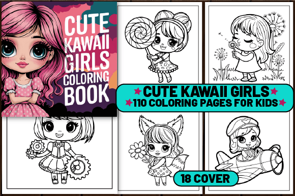 Download Cute Kawaii Girls Coloring Page for Kids - Kawaii Collection