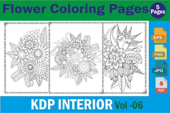 Download Flowers Adult Coloring Pages KDP (Vol-6) - Premium Resources