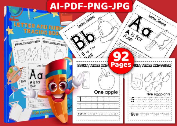 Download Letter &amp; Number Tracing Book with Cover - Premium Bundle