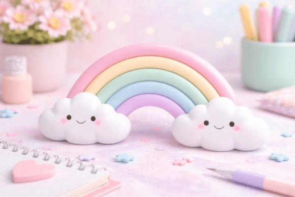 Download Kawaii Rainbow STL &ndash; Rainbow Decoration&nbsp;for 3D Printing - Kawaii Collection