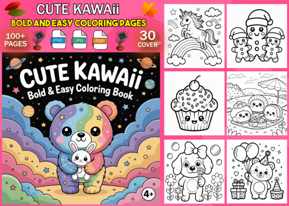 Download Cute Kawaii Bold &amp; Easy Coloring Book - Kawaii Collection