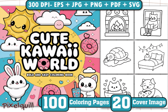 Download Kawaii World: Bold &amp; Easy Coloring Pages - Kawaii Collection