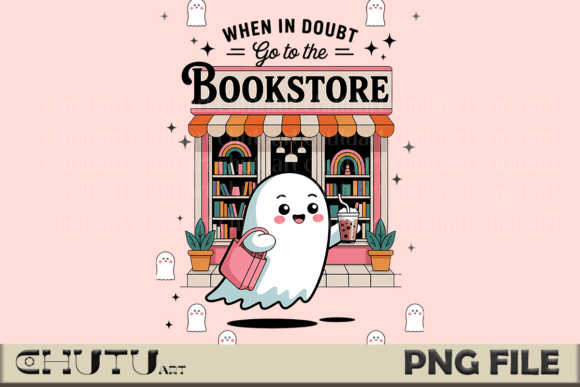 Download Ghost Bookstore PNG - Kawaii Reading Art - Kawaii Collection